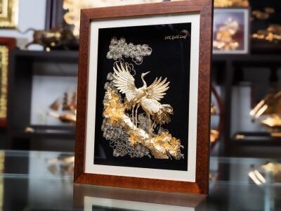 Tranh Tùng Hạc Diên Niên Dát Vàng